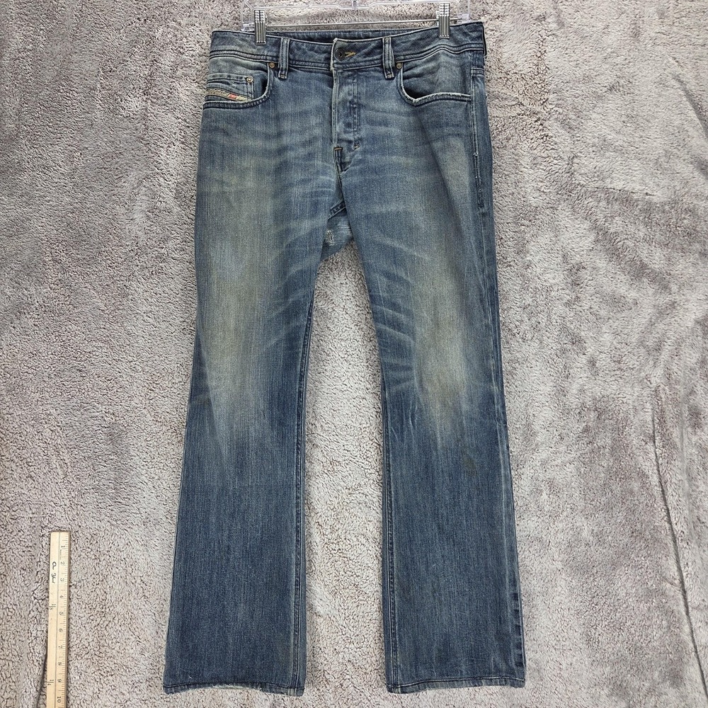 Diesel Jeans Mens 32x32 Blue Zatiny Regular Bootcut Made Italy Altered Hem 0880K
